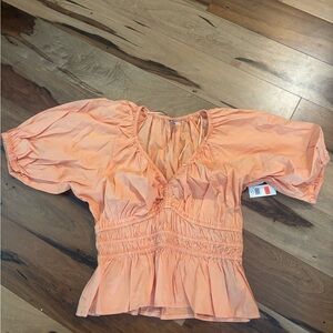 Old Navy Coral Puff Sleeve Blouse